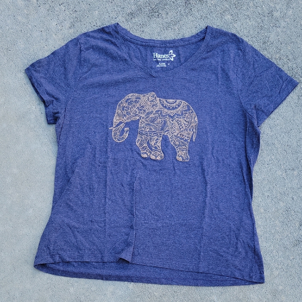 Hanes Kids T-Shirt with Elephant Design - Blue